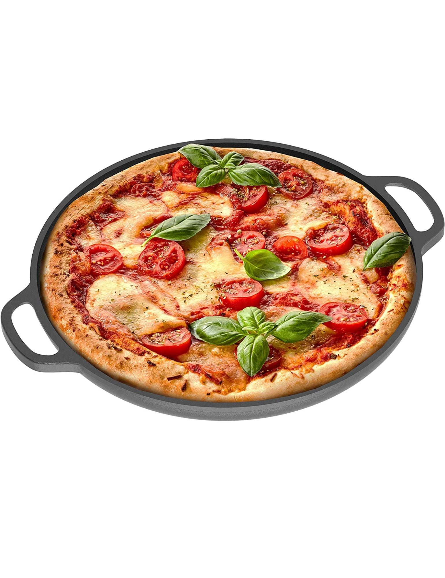 Cast Iron Pizza Pan, 12 Inch Pre-Seasoned Skillet, with Handles