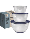 Stainless Steel Mixing Bowls with Lids - 3 Piece (1.5 Qt, 3 Qt, 5 Qt)(Navy)