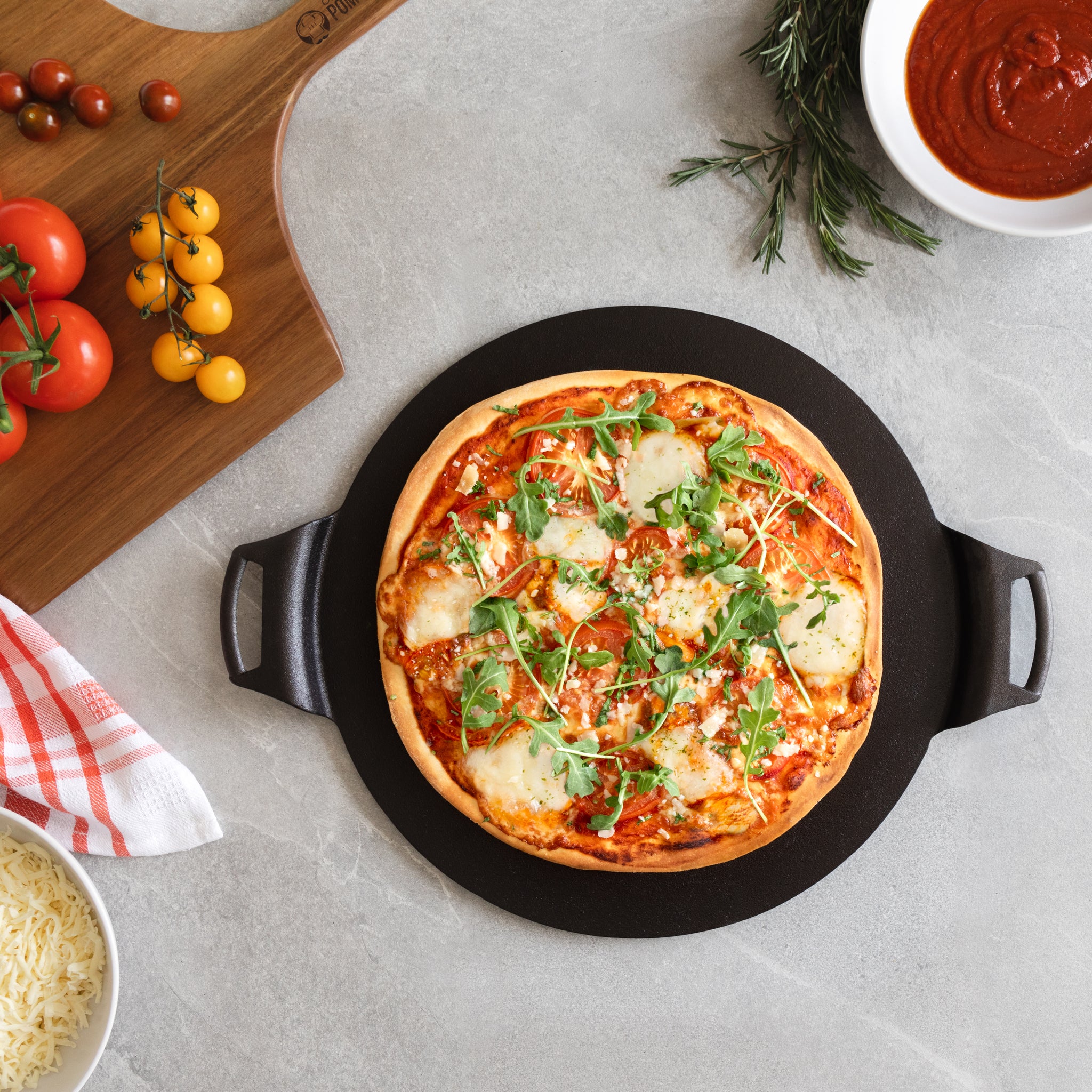Cast Iron Pizza Pan, 15 Inch Pre-Seasoned Skillet, with Handles