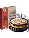 Pizza Baking Set with 3 Pizza Pans and Pizza Rack