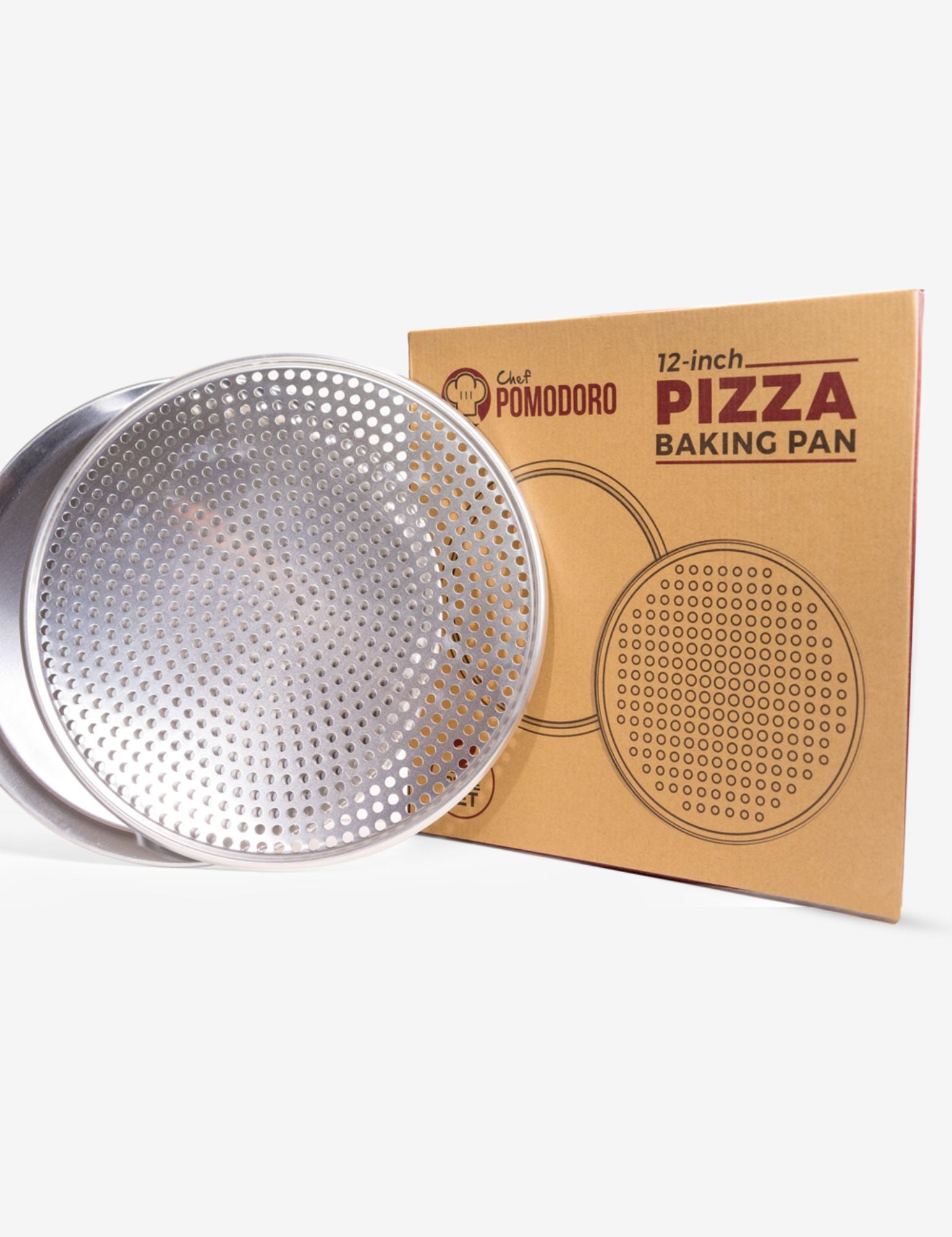 Pizza Pan Bundle: 12" Perforated and 12" Flat Nonstick Pizza Tray