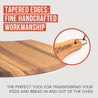 wooden pizza peel with tapered edges