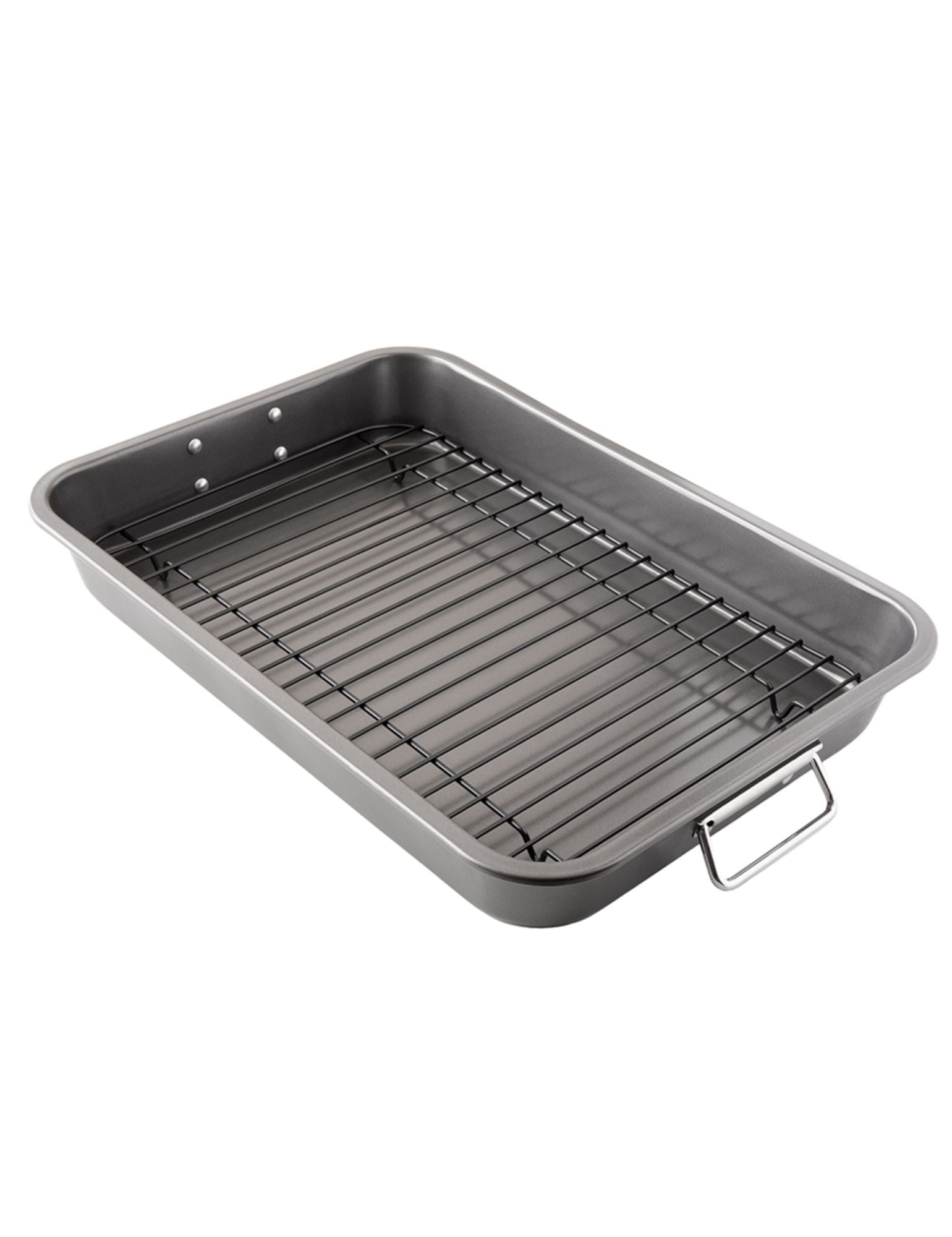Nonstick Carbon Steel Roasting Pan Roaster with Flat Rack, 16 x 11-Inch