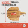 Dimension of a wooden peel with a review from a customer