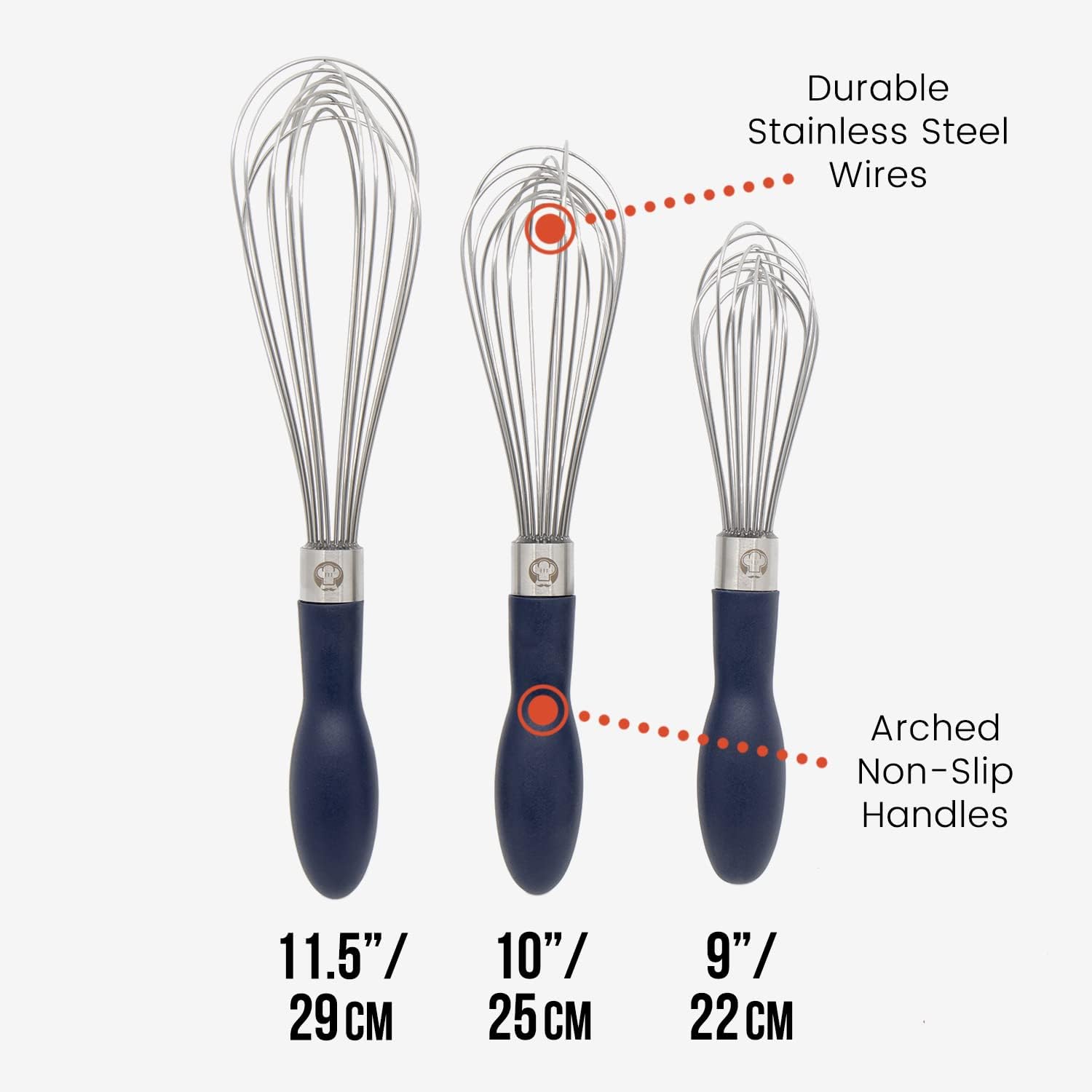 3 Pcs Large Small Metal Mini Whisk Sets, Stainless Steel Egg Wire