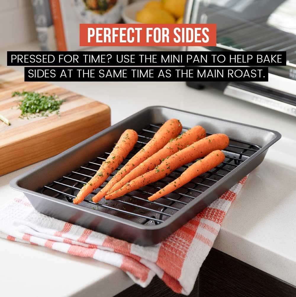 Nonstick Carbon Steel Small Roasting Pan Roaster with Flat Rack, 11 x –  Chef Pomodoro