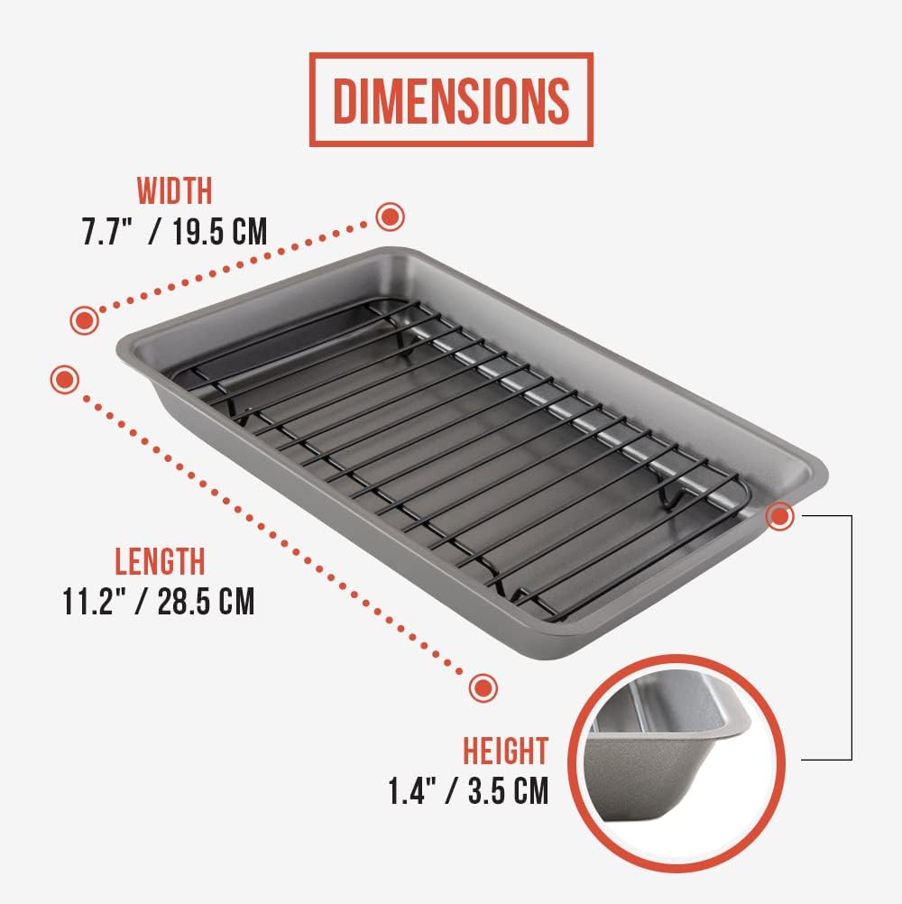 Nonstick Carbon Steel Small Roasting Pan Roaster with Flat Rack, 11 x  7.7-Inch