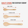 Cooking Wooden Spoons 3-Piece Set, Solid Beechwood | 12-Inch, 10.5-Inch, 8-Inch