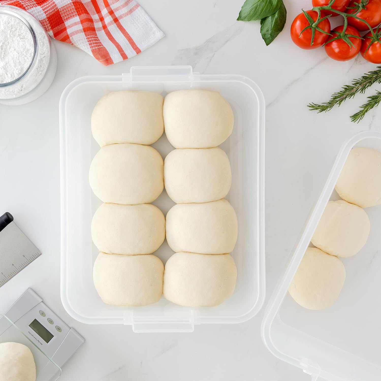 Large Pizza Dough Proofing Box Kit 2-Pack, 17 x 13-Inch, Fits 6-8 Dough Balls (Grey)