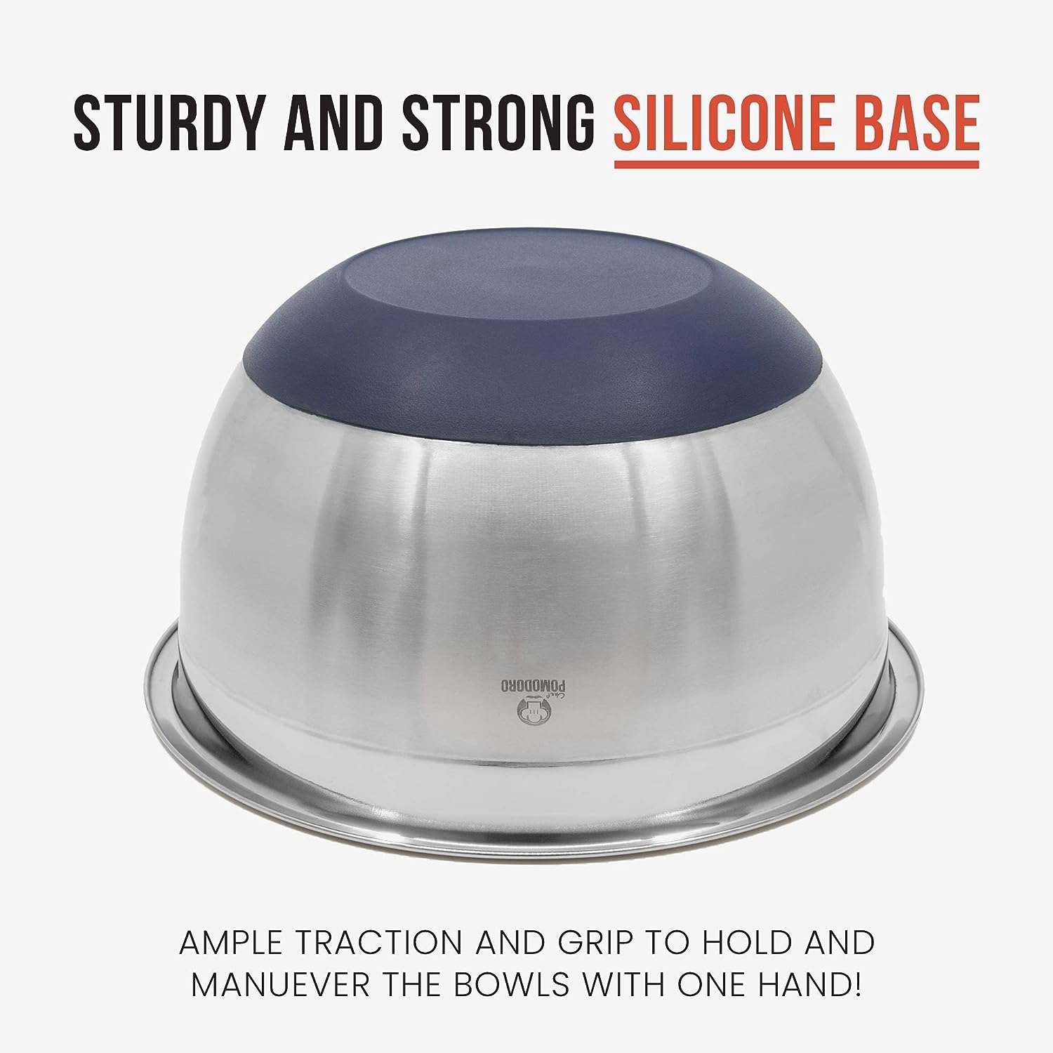 Stainless Steel Mixing, Bowls Silicone Handle and Non-Slip Bottoms Bowls