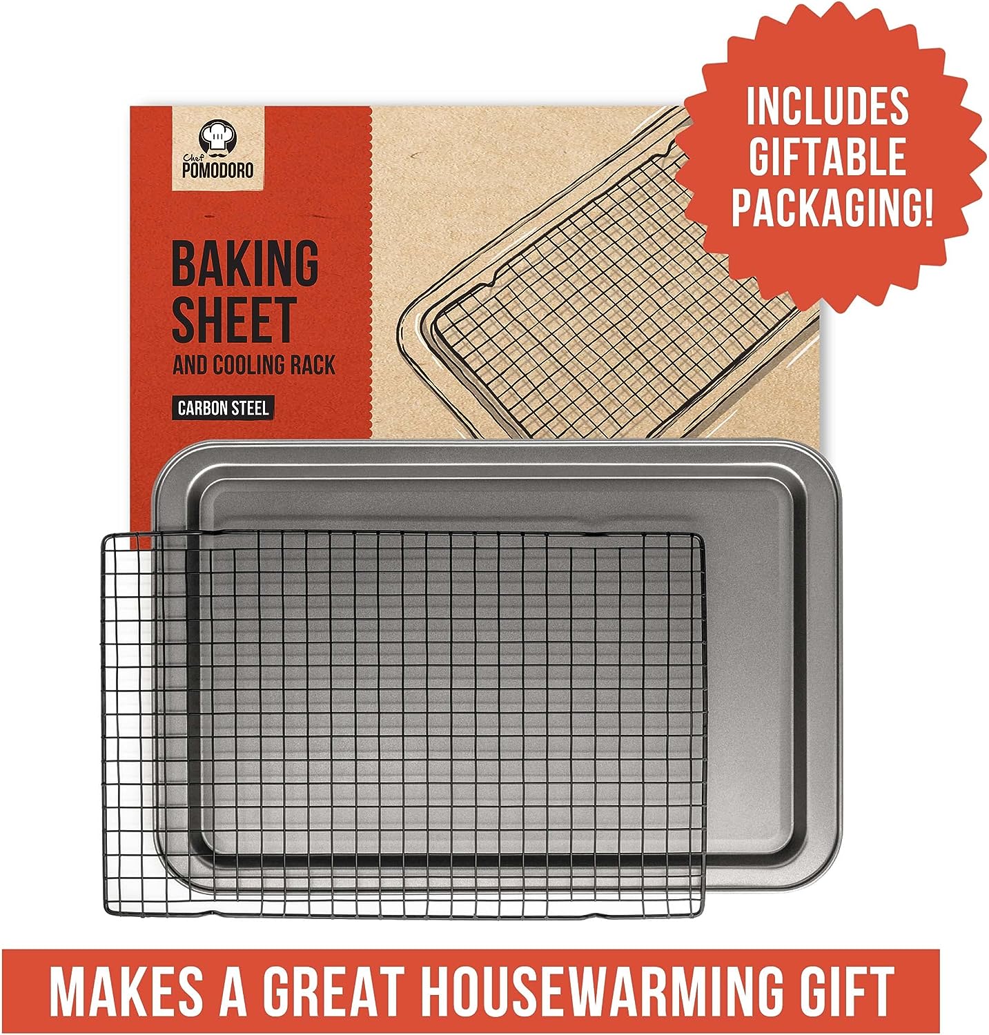  USA Pan Bakeware Quarter Sheet Baking Pan and Bakeable Nonstick  Cooling Rack Set, Metal : Everything Else