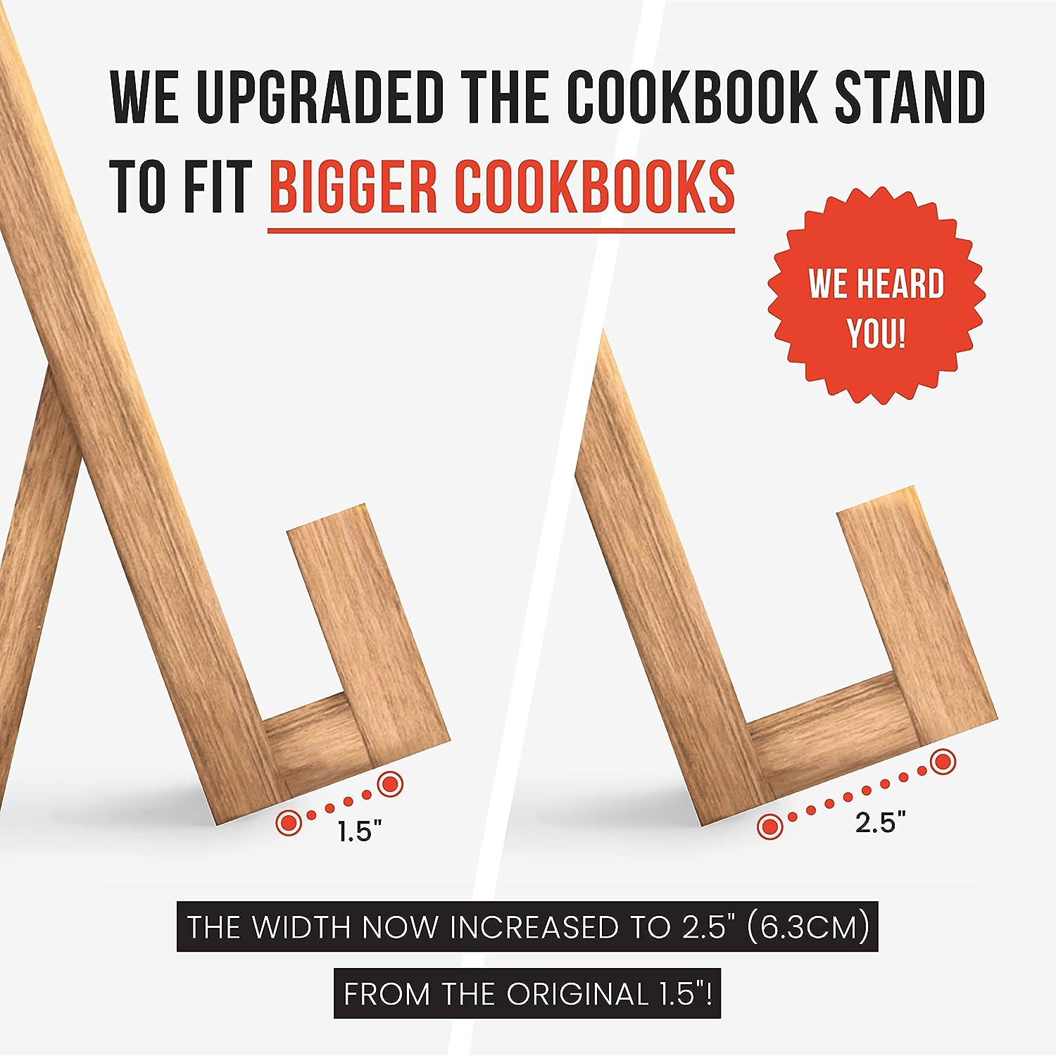 Acacia Classic Cookbook Recipe Stand, 100% Natural Wood – Chef