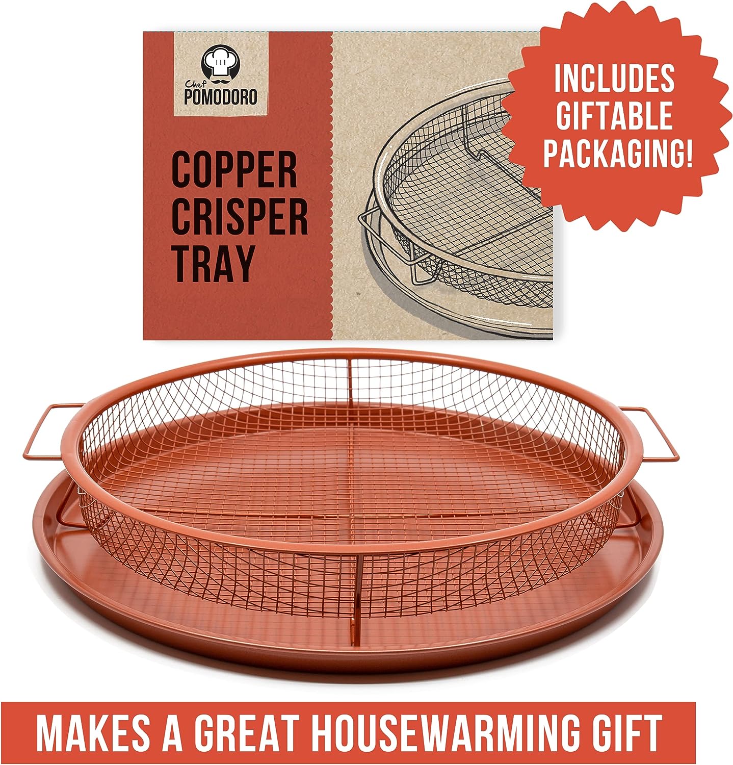 12-inch Round Copper Crisper Tray, 2-Piece Set – Chef Pomodoro