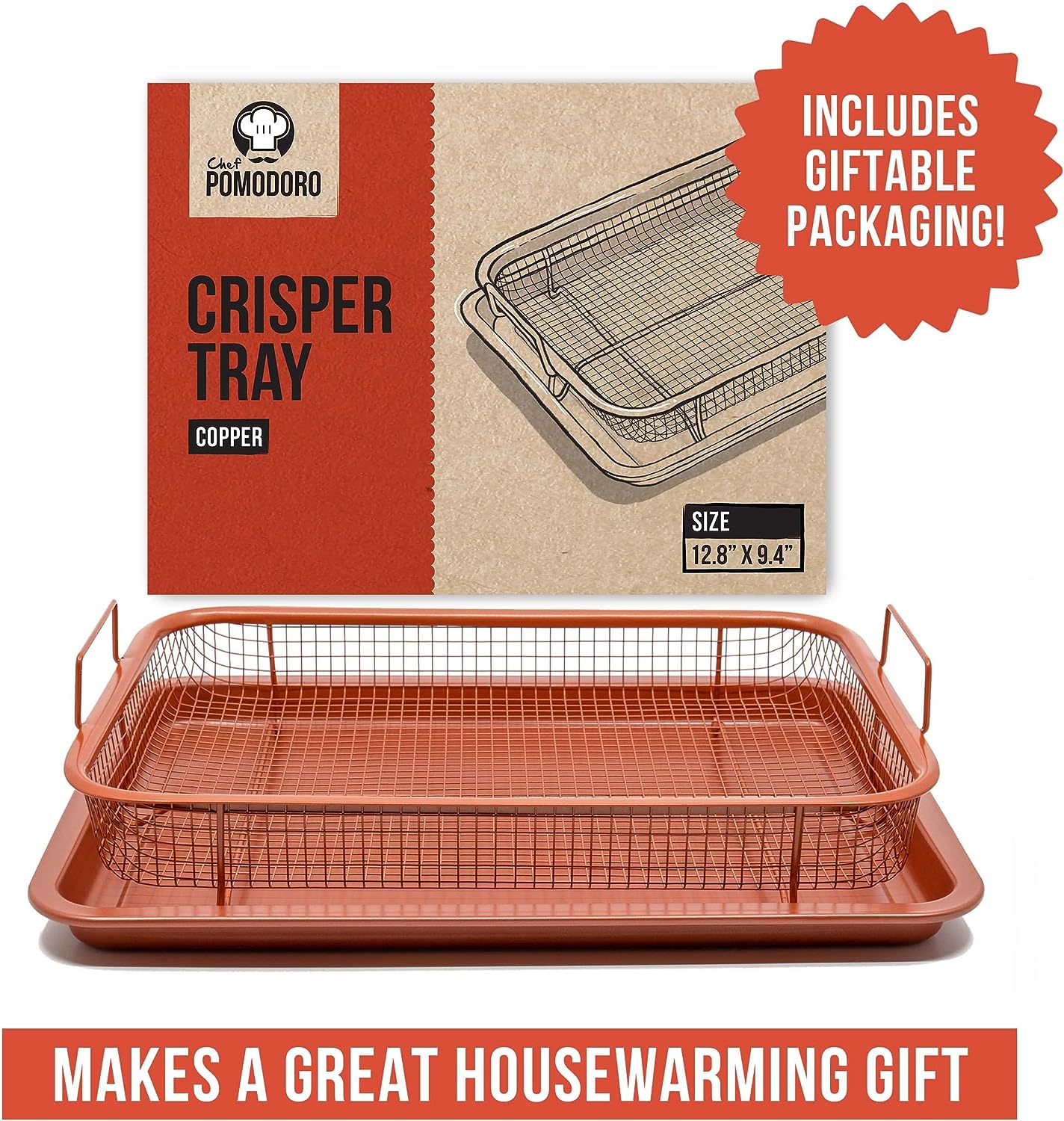 Eazy Mealz Crisping Basket & Tray Set | Air Fry Crisper | Copper