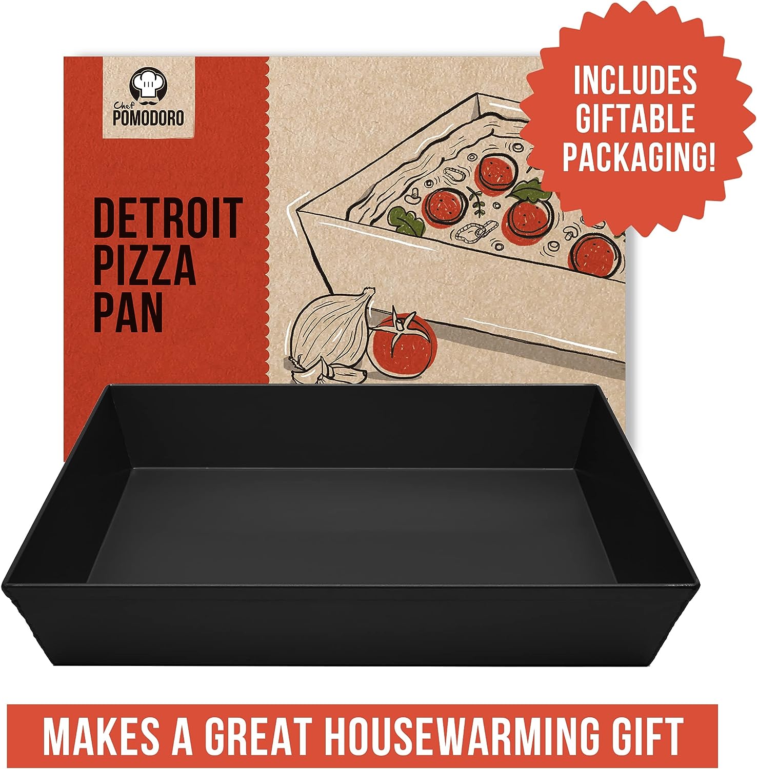 Chef Pomodoro Detroit Style Pizza Pan, 14x10, Non-Stick Aluminum