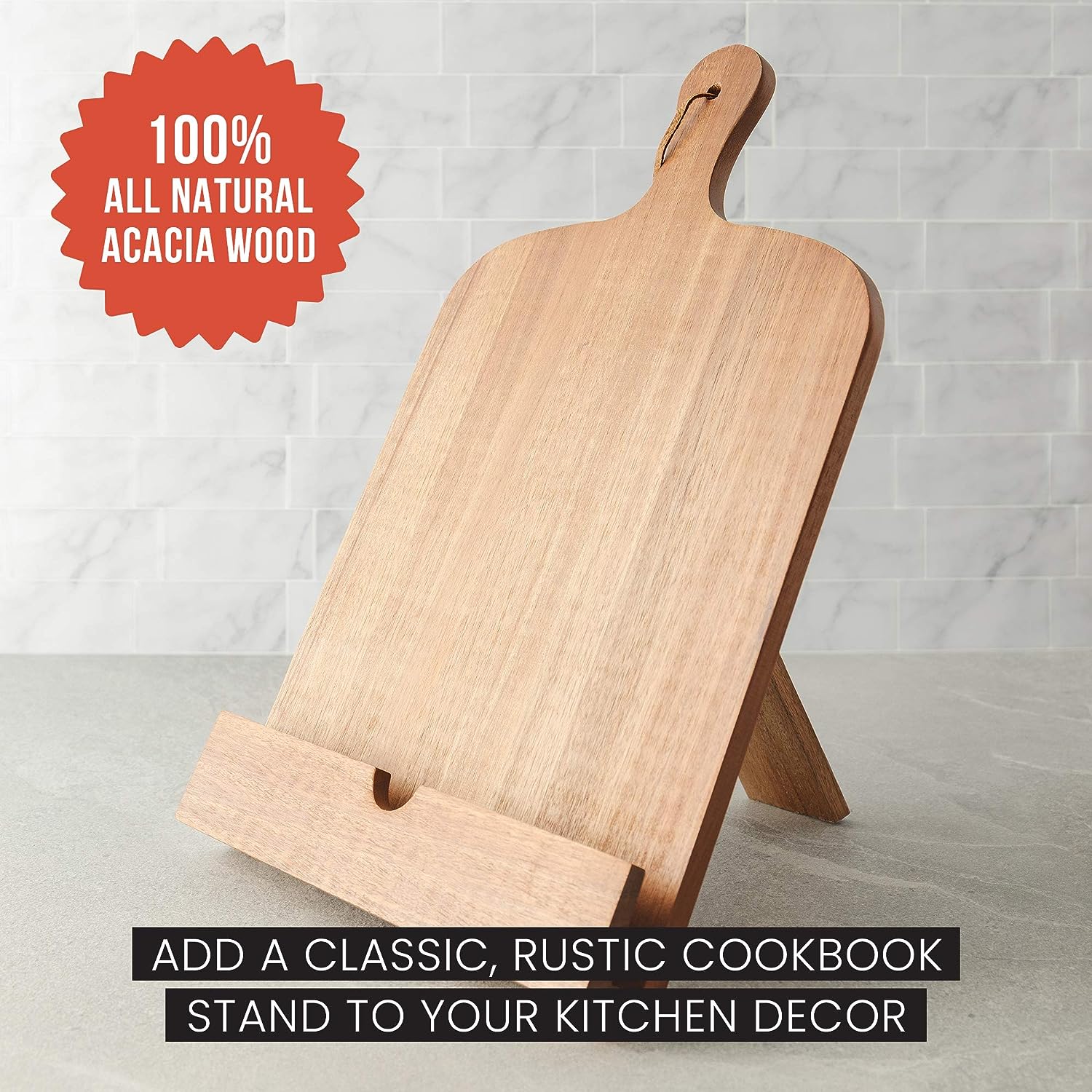 Acacia Classic Cookbook Recipe Stand, 100% Natural Wood – Chef Pomodoro