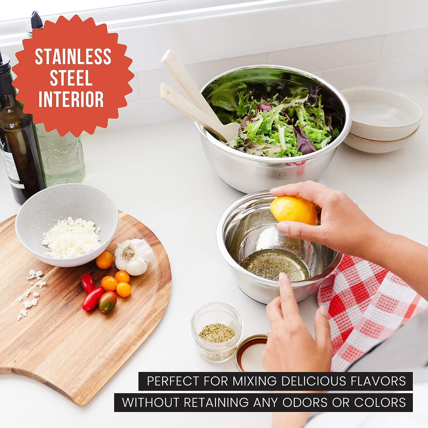 Stainless Steel Mixing Bowls - Comes with lids and a non slip base –  Curated Kitchenware