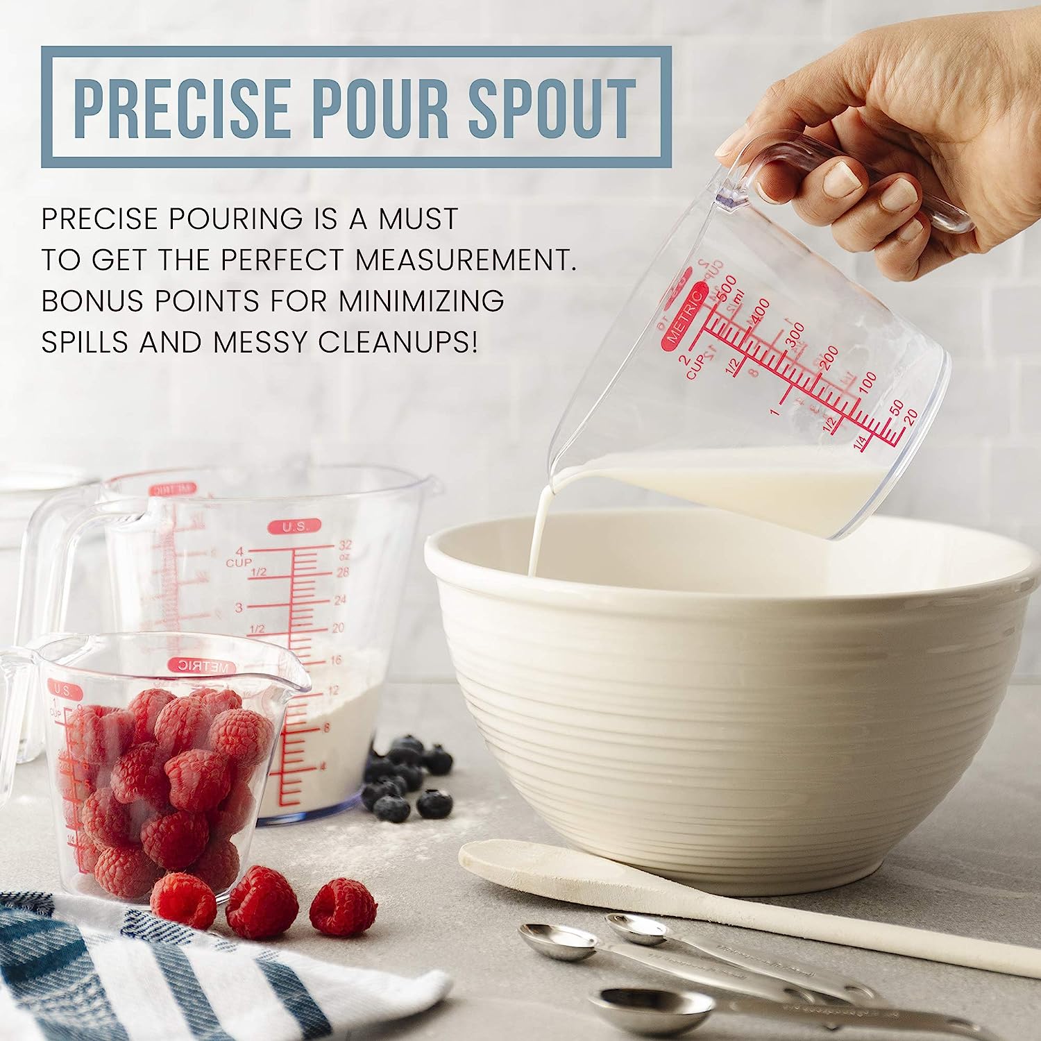 NutriChef 3 Pieces Measuring Cups - BPA-Free Premium Heat