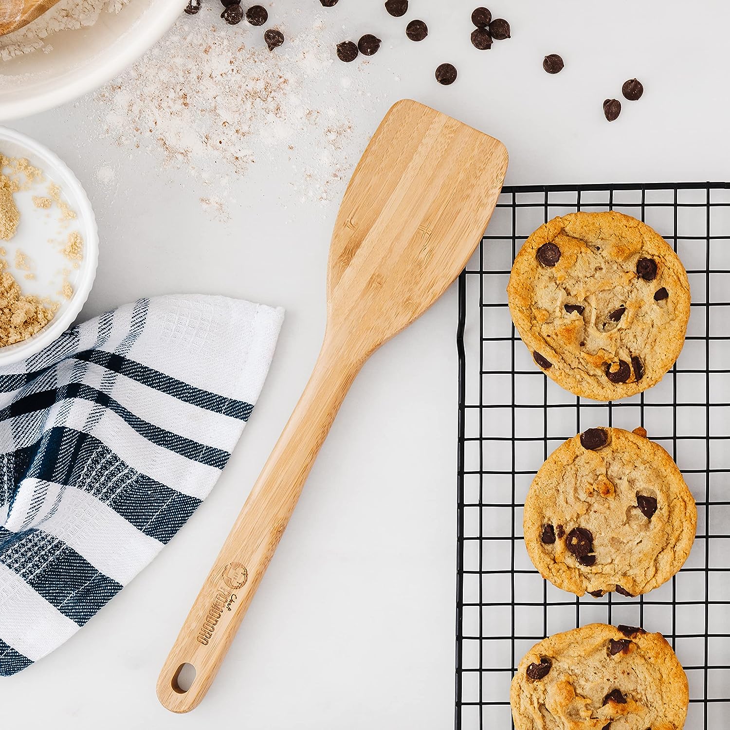 Wooden Cooking Utensils 3-Piece Set, Bamboo | Large 12.5-Inch Spatula