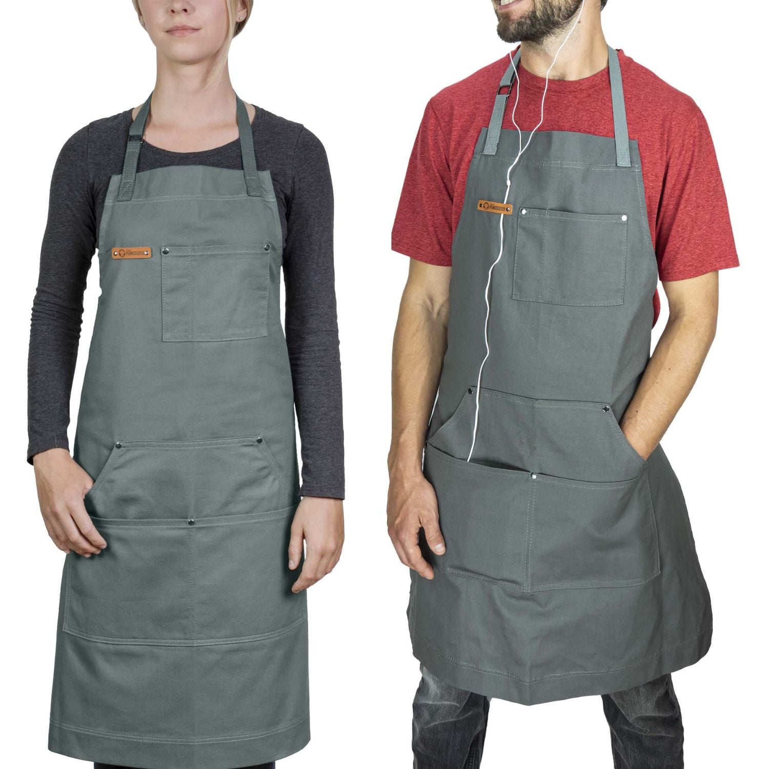 Kitchen Aprow Kitchen Apron with Adjustable Pockets and Bibs - Grey – Chef Pomodoro