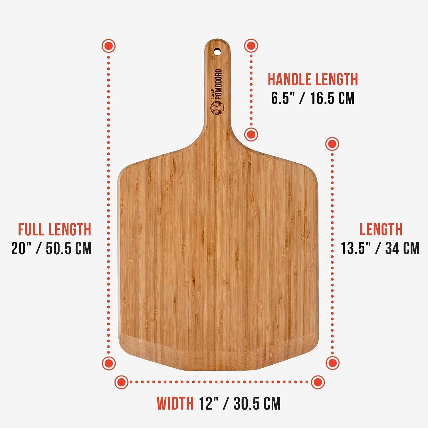 14-inch Large Bamboo Pizza Peel, Wooden Pizza Paddle , Pizza Spatula and  Serving Board 23 x 14 inches
