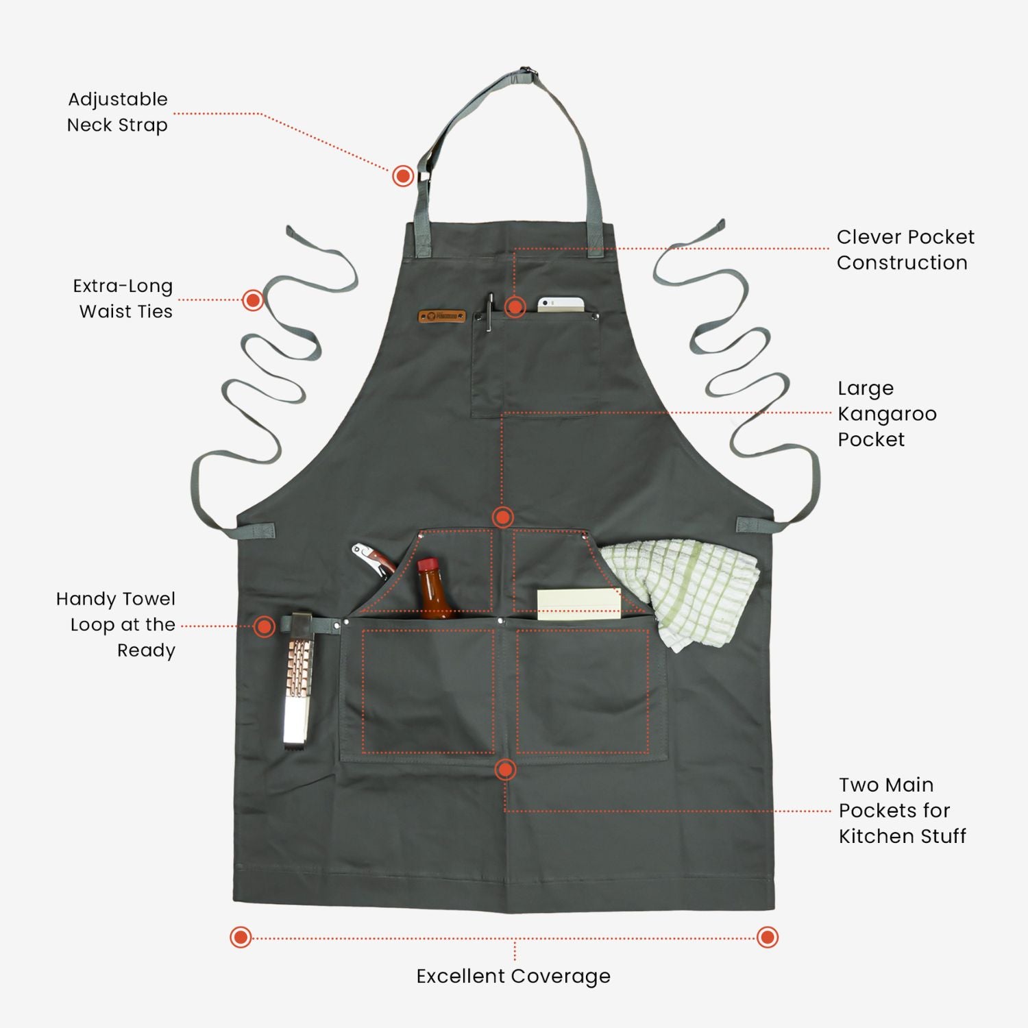 Features of an adjustable kitchen apron