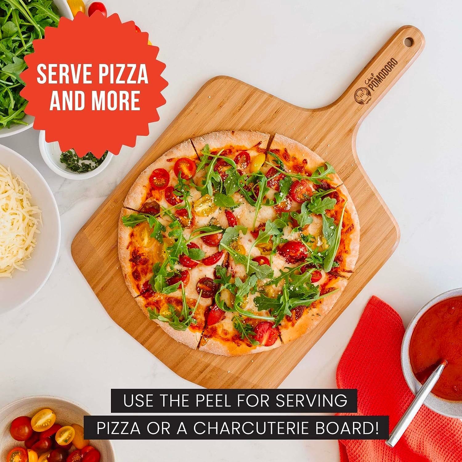 Ooni Bamboo Pizza Peel - Tapered Edge for Easy Launch - Moisture-Resistant  Surface - Multipurpose Serving Board in the Kitchen Tools department at