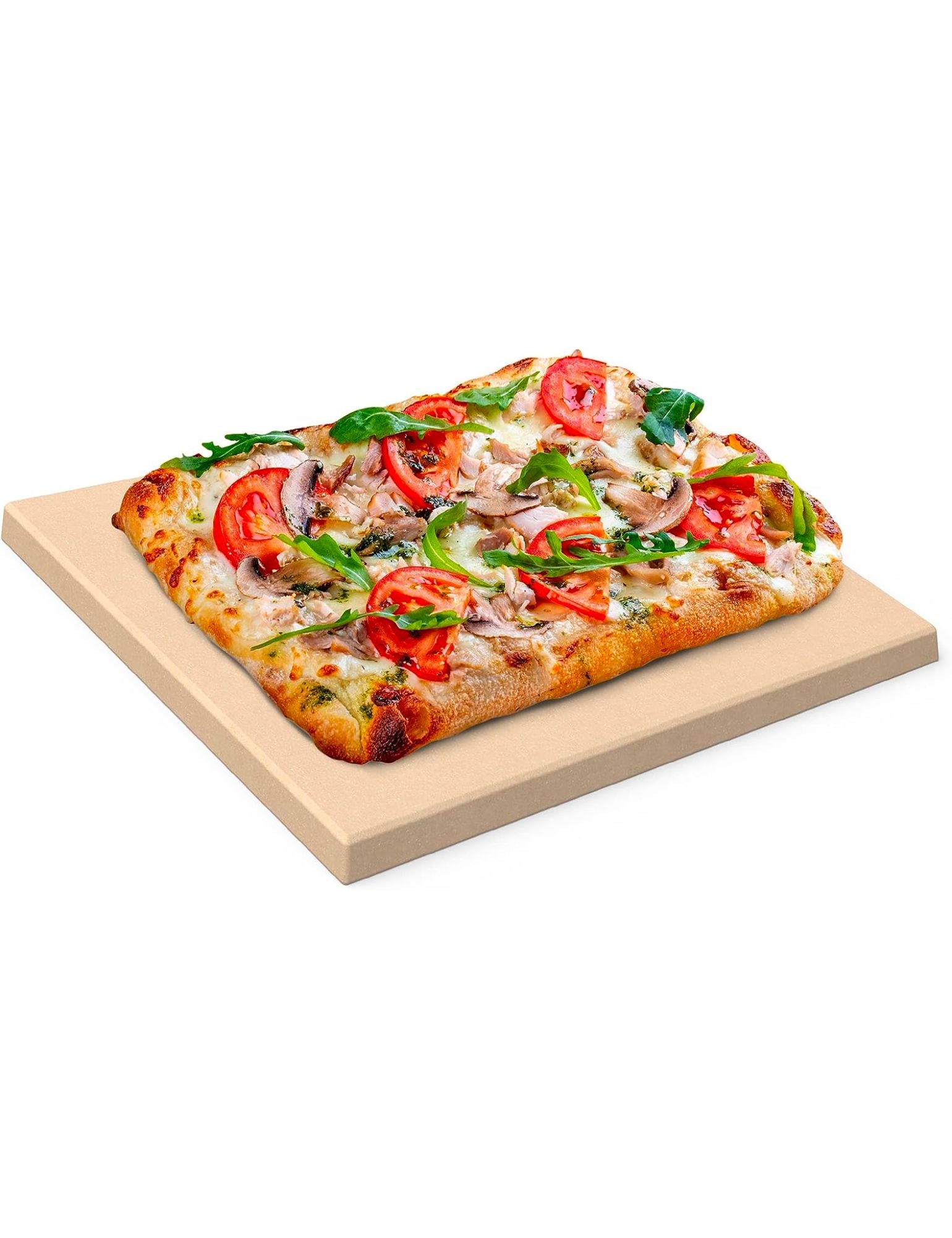 Rectangle Pizza Stone, 15" x 12", Cordierite Natural Stone for Baking Ovens and Grills