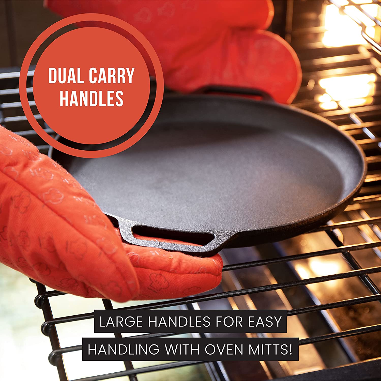 Cast Iron Pizza Pan, 12 Inch Pre-Seasoned Skillet, with Handles – Chef  Pomodoro