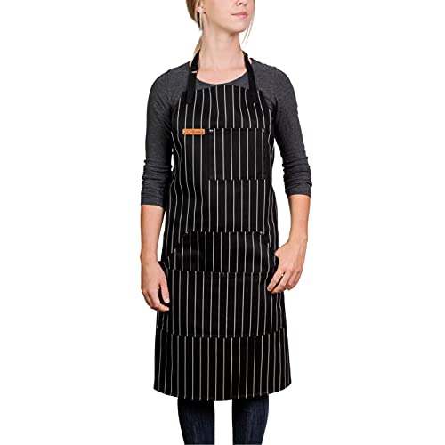 Kitchen Apron with Adjustable Pockets and Bibs (Classic Striped)