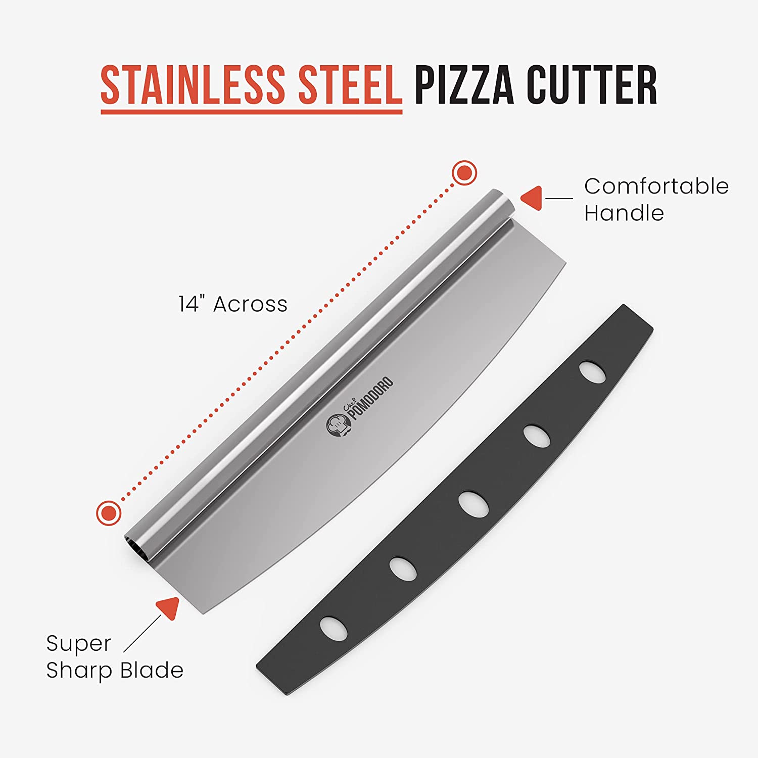 stainless steel long pizza cutter